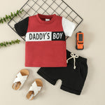 Boys' Casual Sports Suit Color Matching Short-sleeved Letter T-shirt Shorts Two-piece Set - Cindi Book