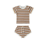Children's Shorts Sunken Stripe Two-piece Set - Cindi Book