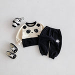 New Long Sleeve Round Neck Western Style Panda Sweater Pants Suit - Cindi Book
