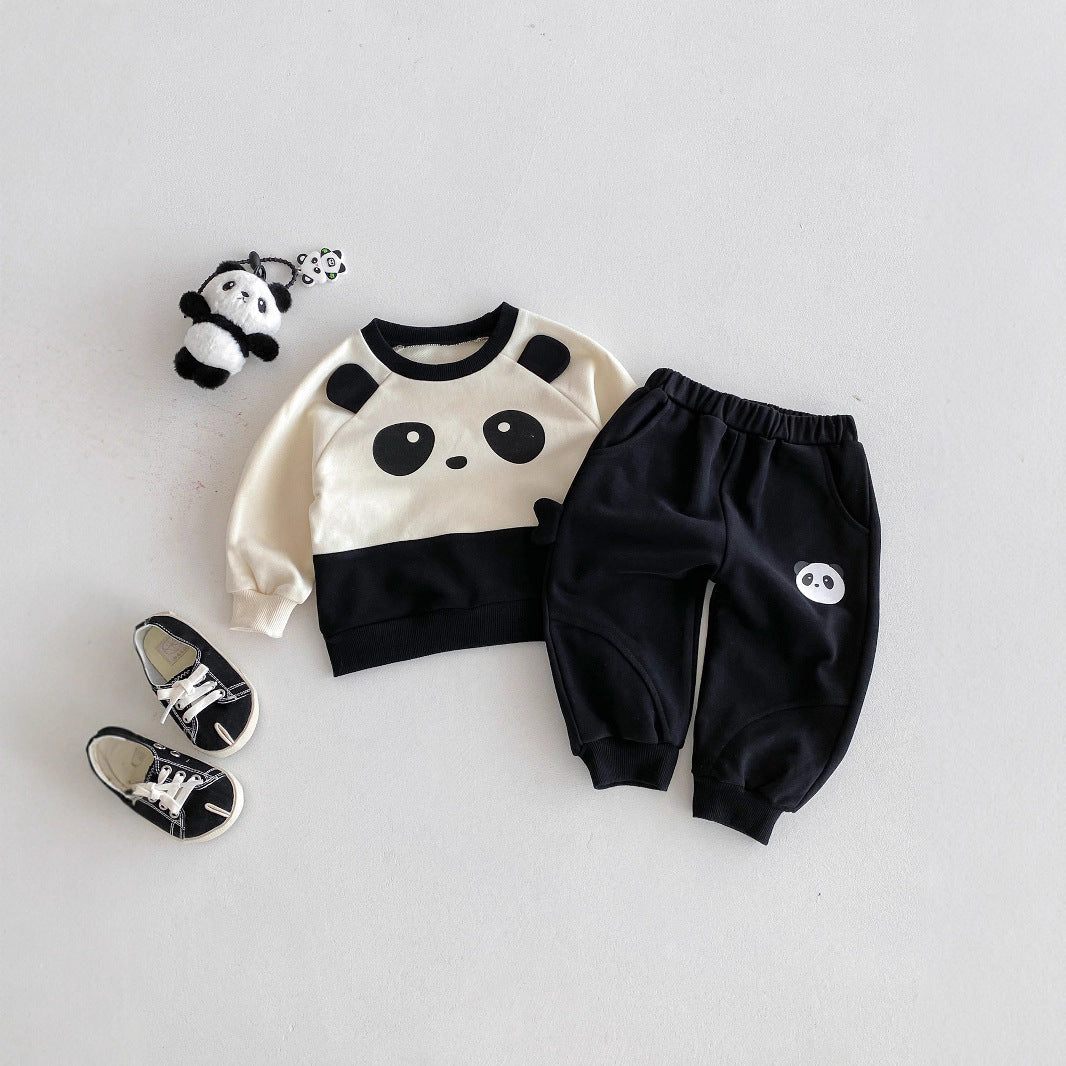 New Long Sleeve Round Neck Western Style Panda Sweater Pants Suit - Cindi Book