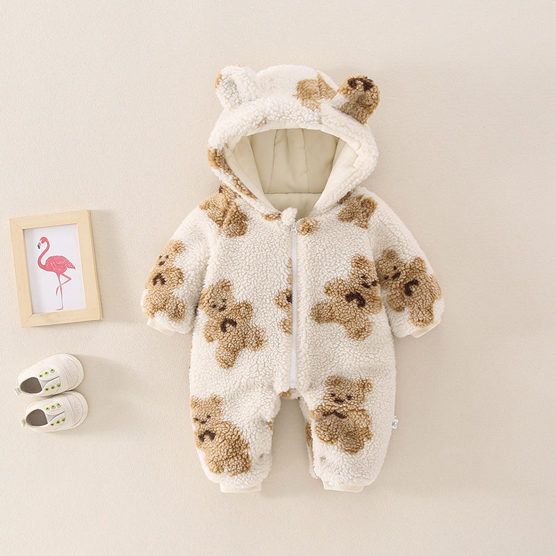 Outdoor Clothes Cute Bear Lamb Wool One-piece Coat - Cindi Book