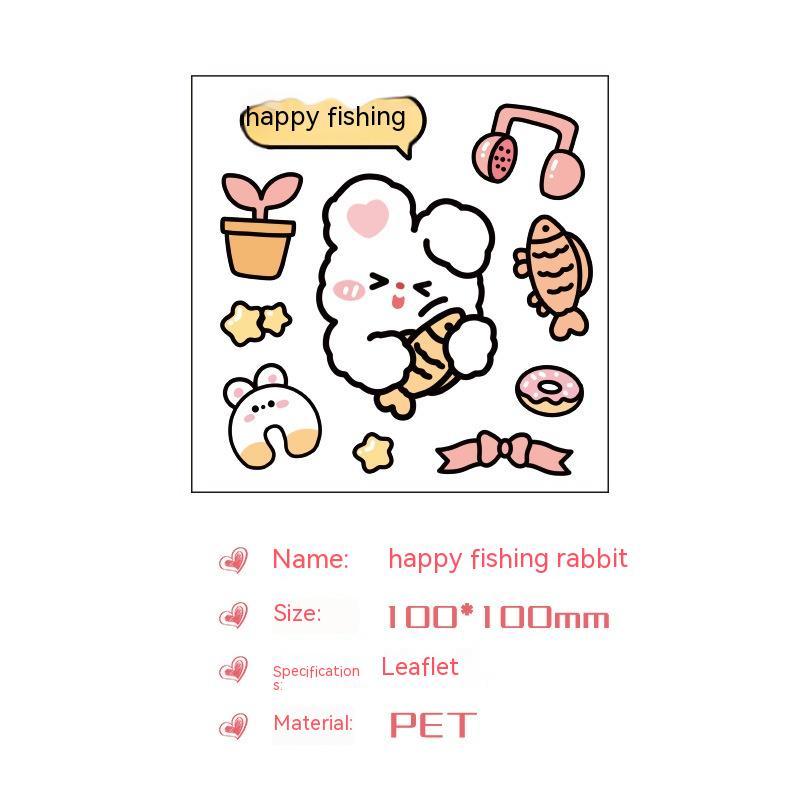 Cute Bear Clear Water Cup Stickers Children's Cartoon Korean Journal Material Mobile Phone Cup Decoration - Cindi Book