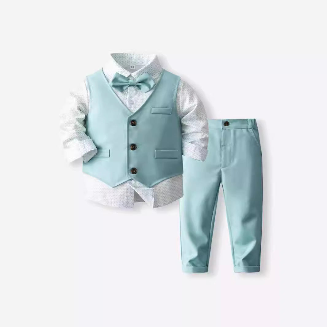 Boy's Waistcoat Suit Spring And Autumn Flower Girl Wedding Clothes Suit - Cindi Book