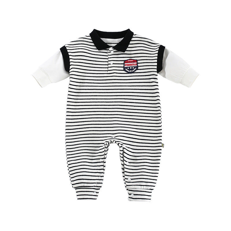Baby Onesies Striped Male Baby Newborn Clothes Baby Autumn Clothes - Cindi Book