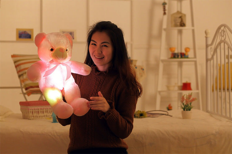 Creative Light Up LED Teddy Bear Stuffed Animals Plush Toy Colorful Glowing Christmas Gift For Kids Pillow - Cindi Book