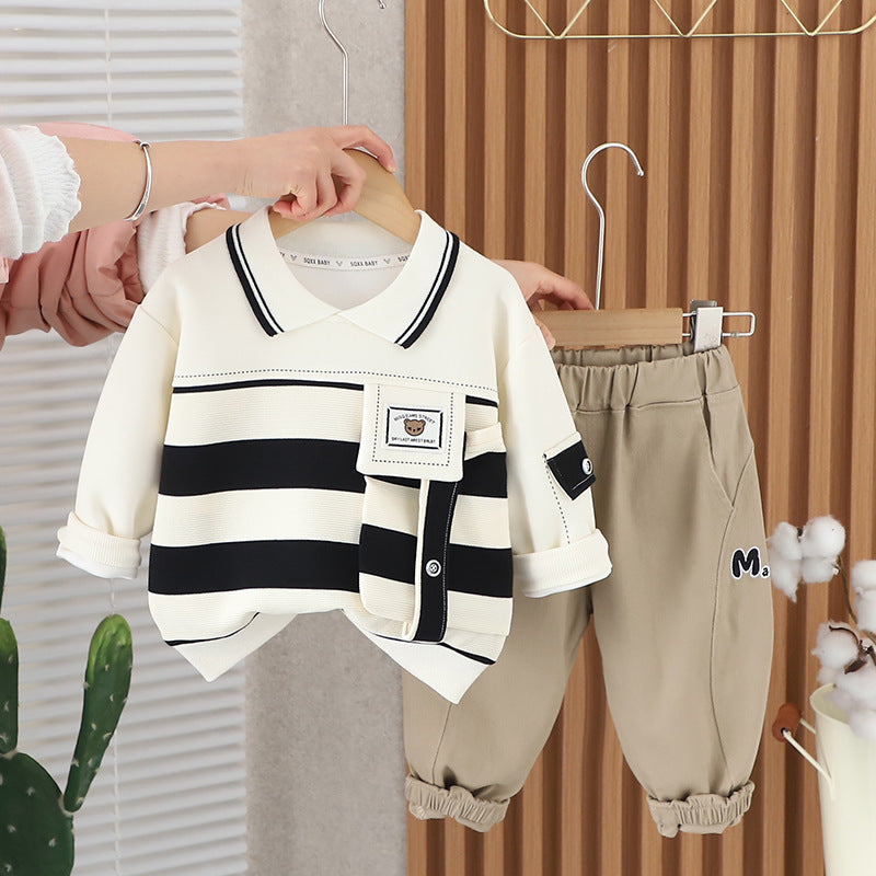 Boys And Girls Striped Large Pocket Lapels Suit - Cindi Book