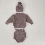Infant Baby Girl Mixed Color Thick Needle Pullover Pants Pullover Fur Ball Knitted Hat 3-piece Set - Cindi Book