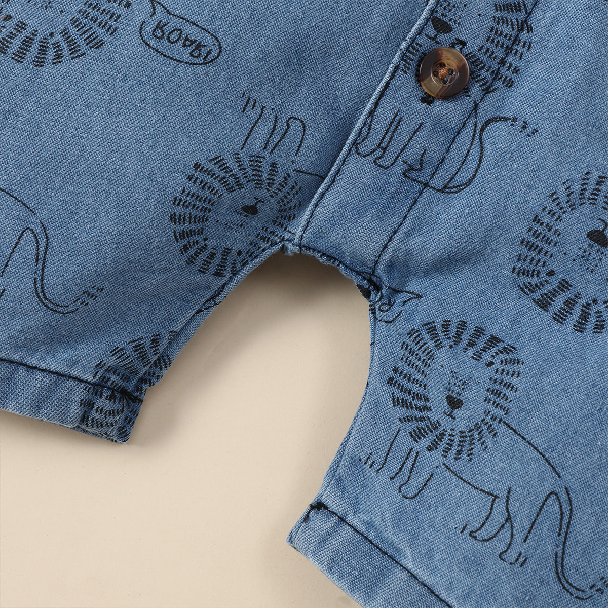 Boy Lion Printing Denim Jumpsuit - Cindi Book