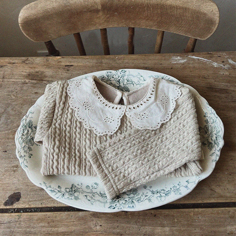Girls' Baby Thickened Cotton Lace Collar Top - Cindi Book