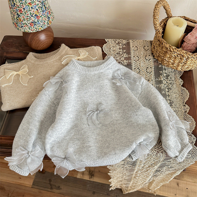 Girl's Sweater Fashion Children's Bow Knitwear - Cindi Book