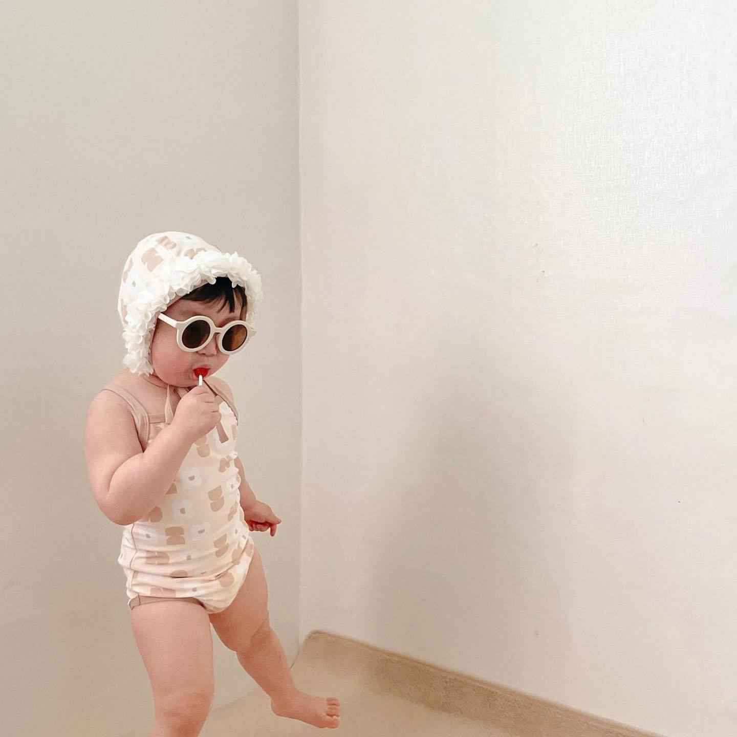Girls Flower Hooded One-Piece Swimsuit