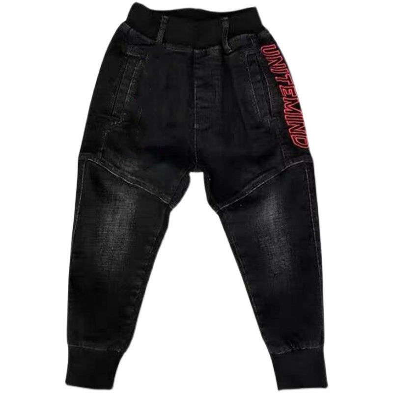 Kids Black Jeans Single Pants Spring And Autumn Boys Pants - Cindi Book