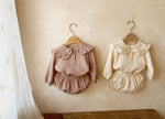 Baby Wrinkled Cotton Ruffle Collar Lapel Top Pants Set - Cindi Book