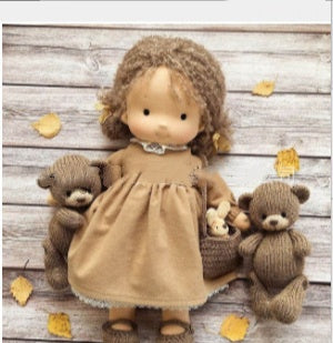 Handmade Plush Doll Golden Curly Girl Finished Product - Cindi Book