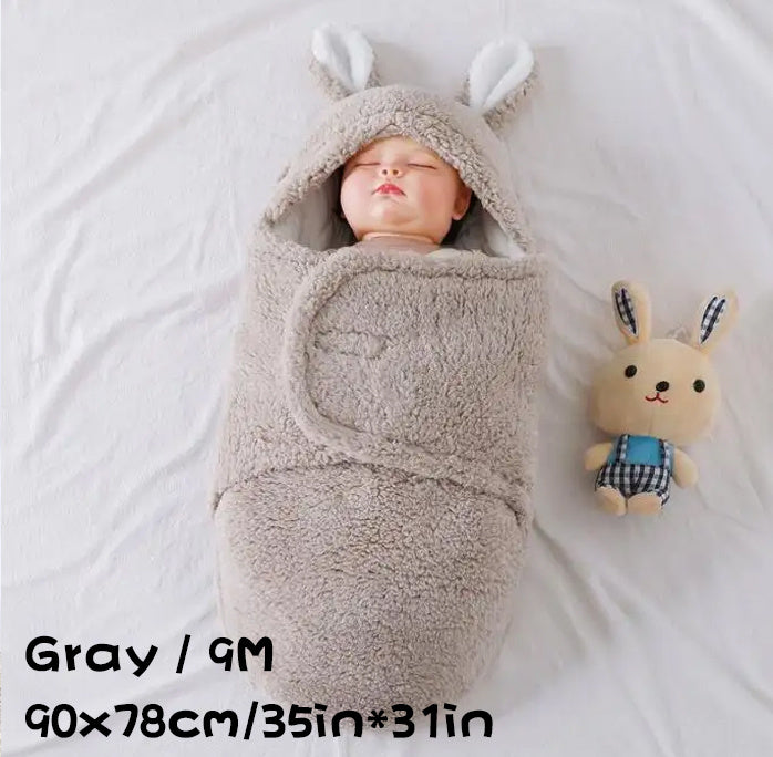 Super Soft Baby Sleeping Bag Fluffy Fleece Newborn Blanket Swaddle Blankets, Unisex Baby Wrap For Newborn Baby Boys Girls With Head-Protecting & Head-Supporting Function, Wearable Swaddle Sleep Sack - Cindi Book