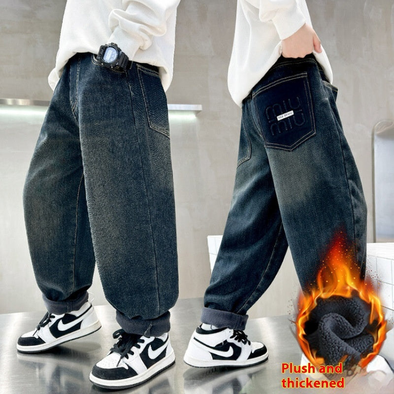 Korean Style Big Children Thick Warm Pants - Cindi Book