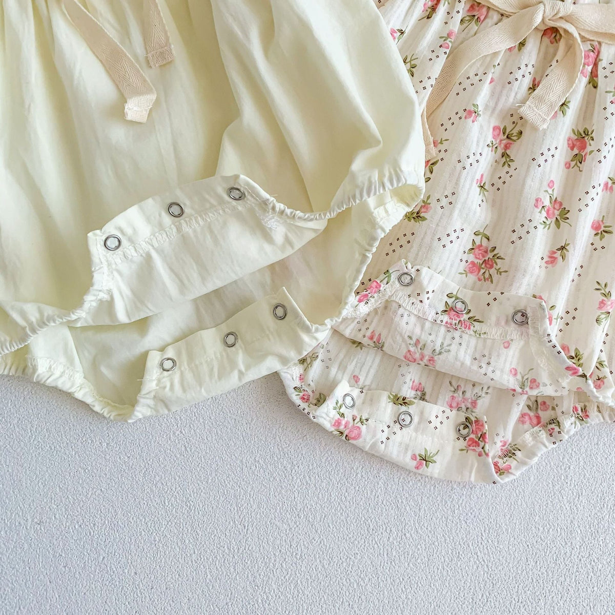 Small Floral Bow Baby Girl Bubble Sleeve Harness Crawl Clothes - Cindi Book