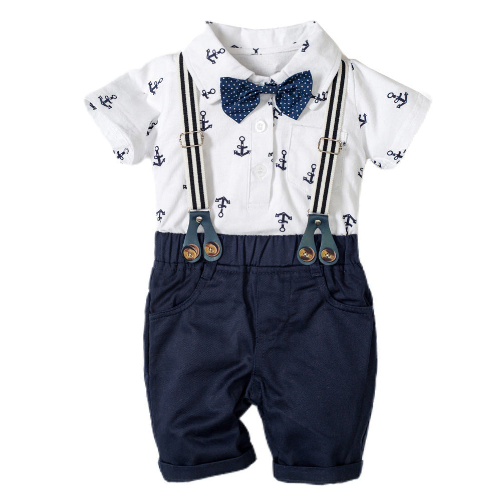 Baby Boy Gentleman Outfit Printed Triangle Romper