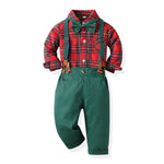 Boys' Cotton Long Sleeved Shirt And Overalls Set - Cindi Book