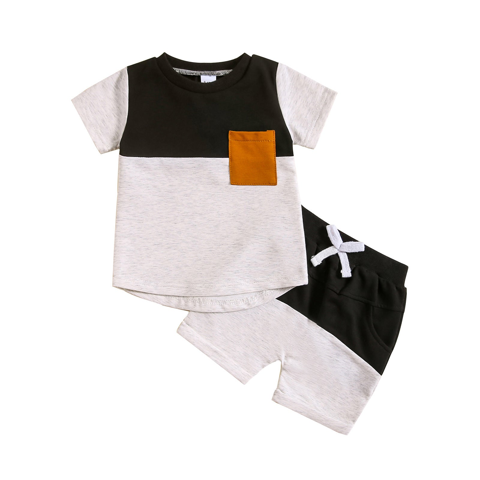 Color-block Crew Neck Short Sleeve Suit - Cindi Book