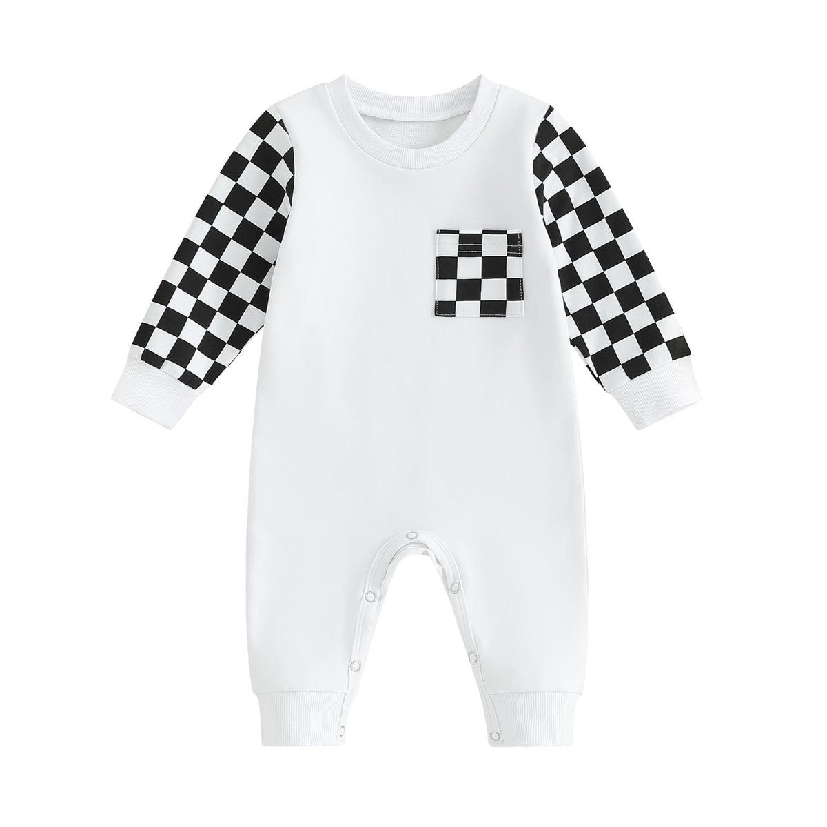 Checkerboard Plaid Color Matching Sleeve Pocket Jumpsuit - Cindi Book