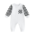 Checkerboard Plaid Color Matching Sleeve Pocket Jumpsuit - Cindi Book