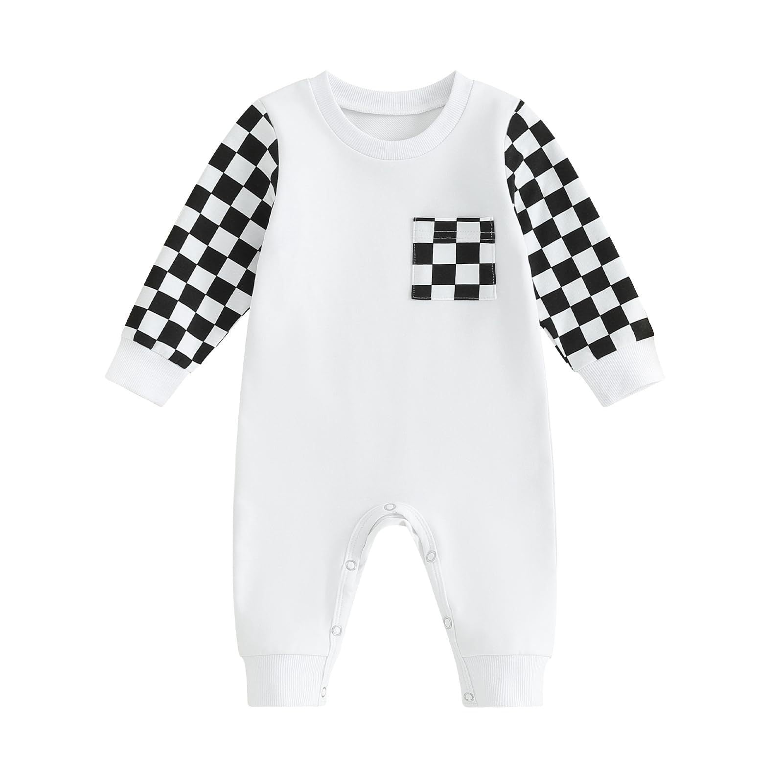 Checkerboard Plaid Color Matching Sleeve Pocket Jumpsuit - Cindi Book
