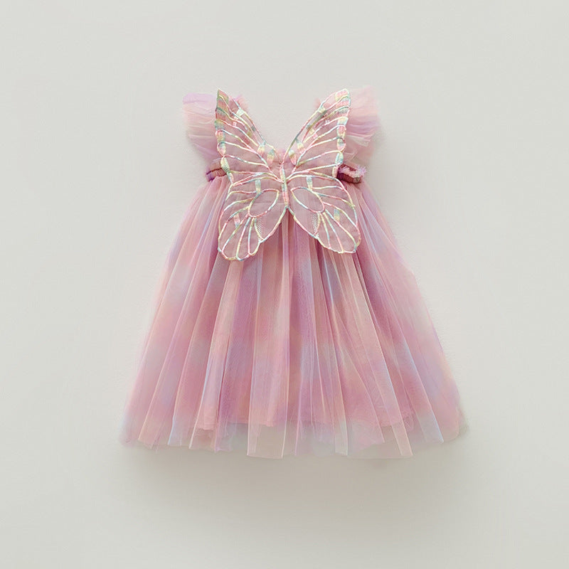Rainbow Wings Mesh Girl Dress - Cindi Book