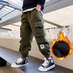 Men's Medium And Large Children's Multi-bag Fleece Ankle-tied Casual Working Pants Tide - Cindi Book