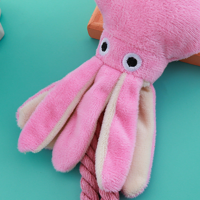 Vocal Cotton String Octopus Bite-resistant Teeth Cleaning Interactive Pet Toy - Cindi Book
