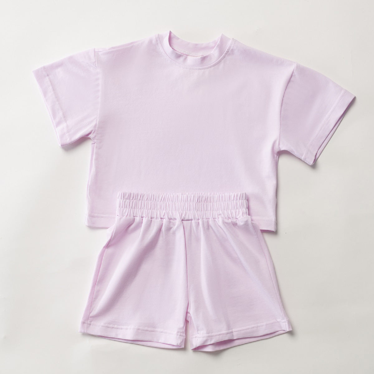 Short Sleeves for Baby and Infants Shorts Set Pure Color Soft Sports T-Shirts Two-Piece Set