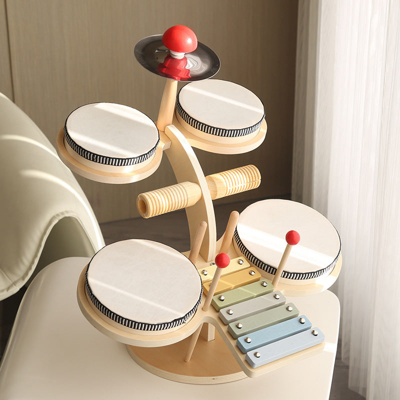 Children's Montessori Early Education Wooden Multifunctional Drum Stand - Cindi Book