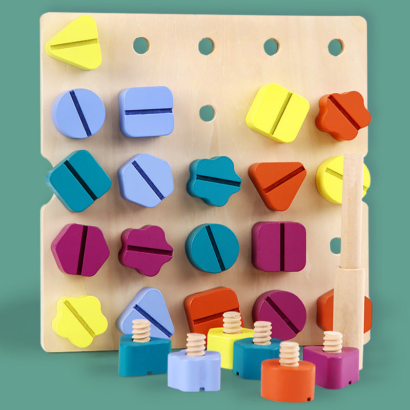 Kindergarten Screw-and-nut Shape Matching Color Puzzle Building Blocks - Cindi Book