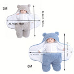 Winter Baby Sleeping Bag Bear Nap Printed Sleeping Bag, Suitable For Babies Aged 0-10 Months, Soft Nap Mat With Removable Pillow - Cindi Book