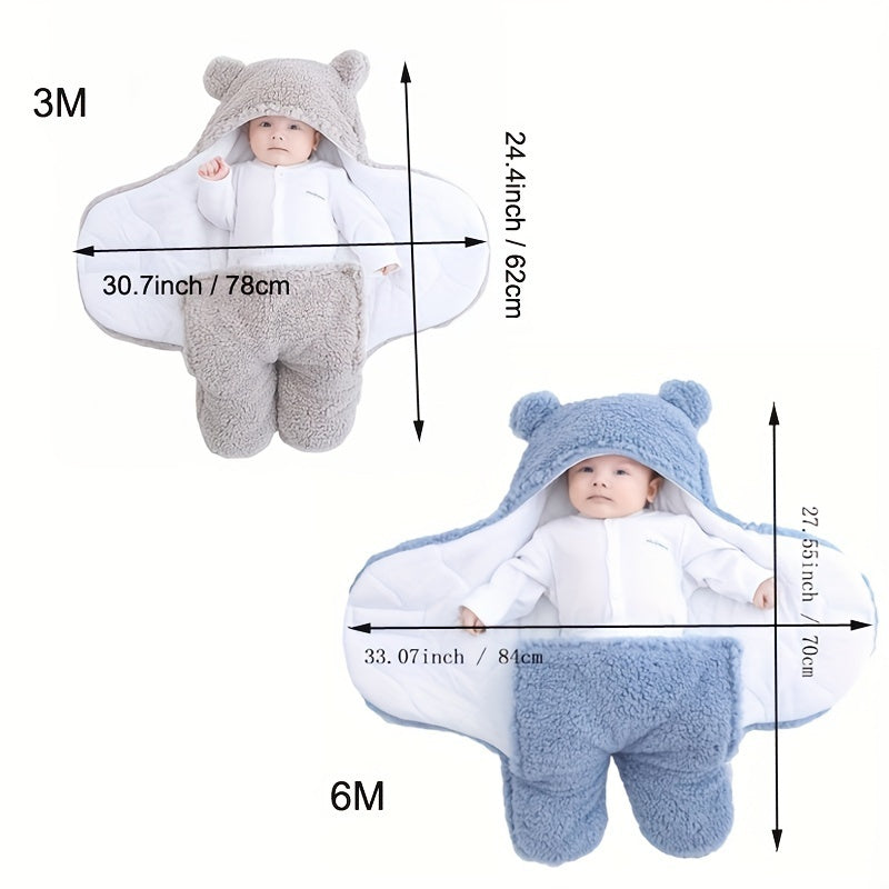 Winter Baby Sleeping Bag Bear Nap Printed Sleeping Bag, Suitable For Babies Aged 0-10 Months, Soft Nap Mat With Removable Pillow - Cindi Book