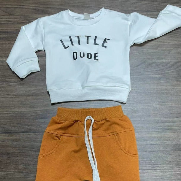 Boys Casual Bubs Letter Print Top Trousers