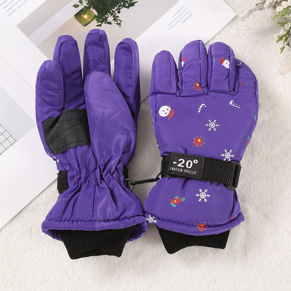 Outdoor Sports Riding Fleece-lined Thickened Finger Children's Ski Gloves - Cindi Book