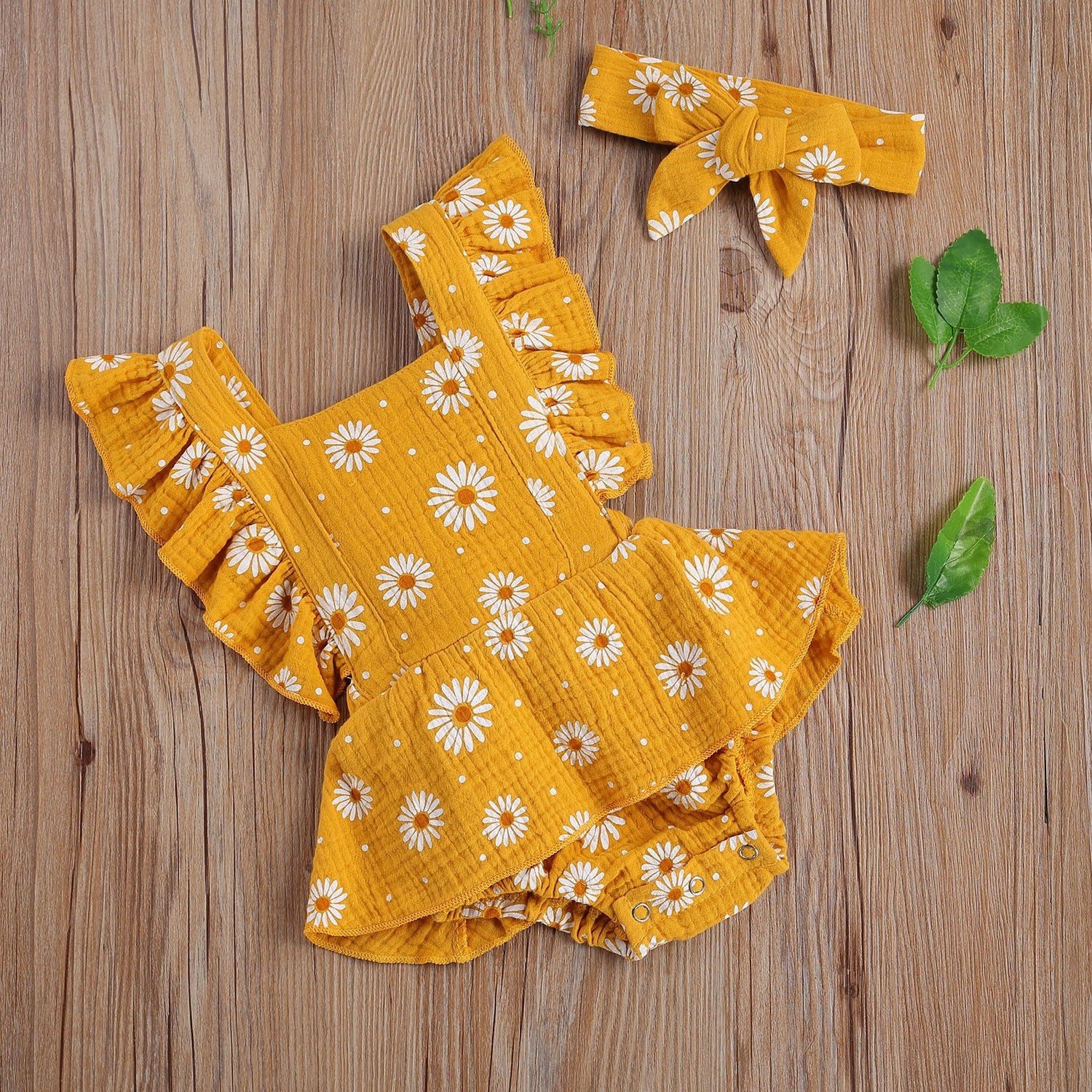 Strap Four-color Chrysanthemum One-piece Romper Dress Triangle Romper Headband - Cindi Book