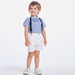 Summer Korean Style Boy's Short-sleeved Shirt Suspender Pants Suit - Cindi Book
