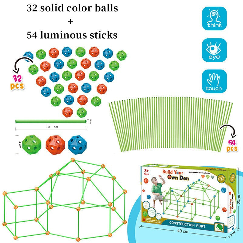 Children's DIY Bead Insertion Tent Game House With Building Blocks - Cindi Book