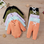 Boys And Girls Stand-up Collar Jumpsuit Long-sleeved Romper Trousers Two-piece Set - Cindi Book