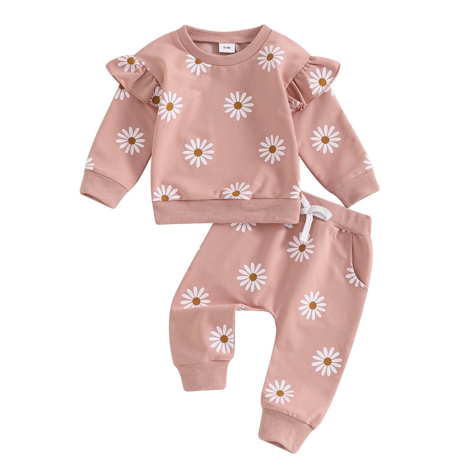 European And American Little Daisy Printing Long Sleeve Trousers Suit - Cindi Book