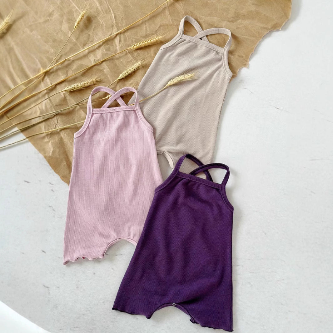 Baby Sunken Stripe Camisole One-piece Romper - Cindi Book