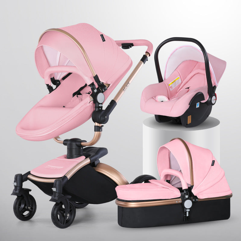 High Landscape Baby Stroller 360-degree Rotation 3-in-1 Basket Foldable - Cindi Book