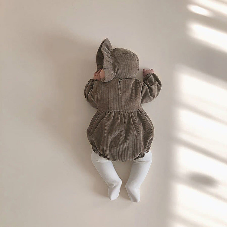 Kids Corduroy Embroidered Long Sleeve Romper Bodysuit - Cindi Book