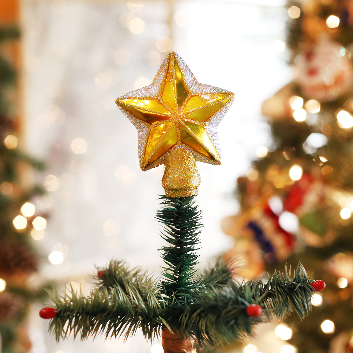 Old World Christmas Small Star Tree Top - hand-blown glass Christmas tree ornament
