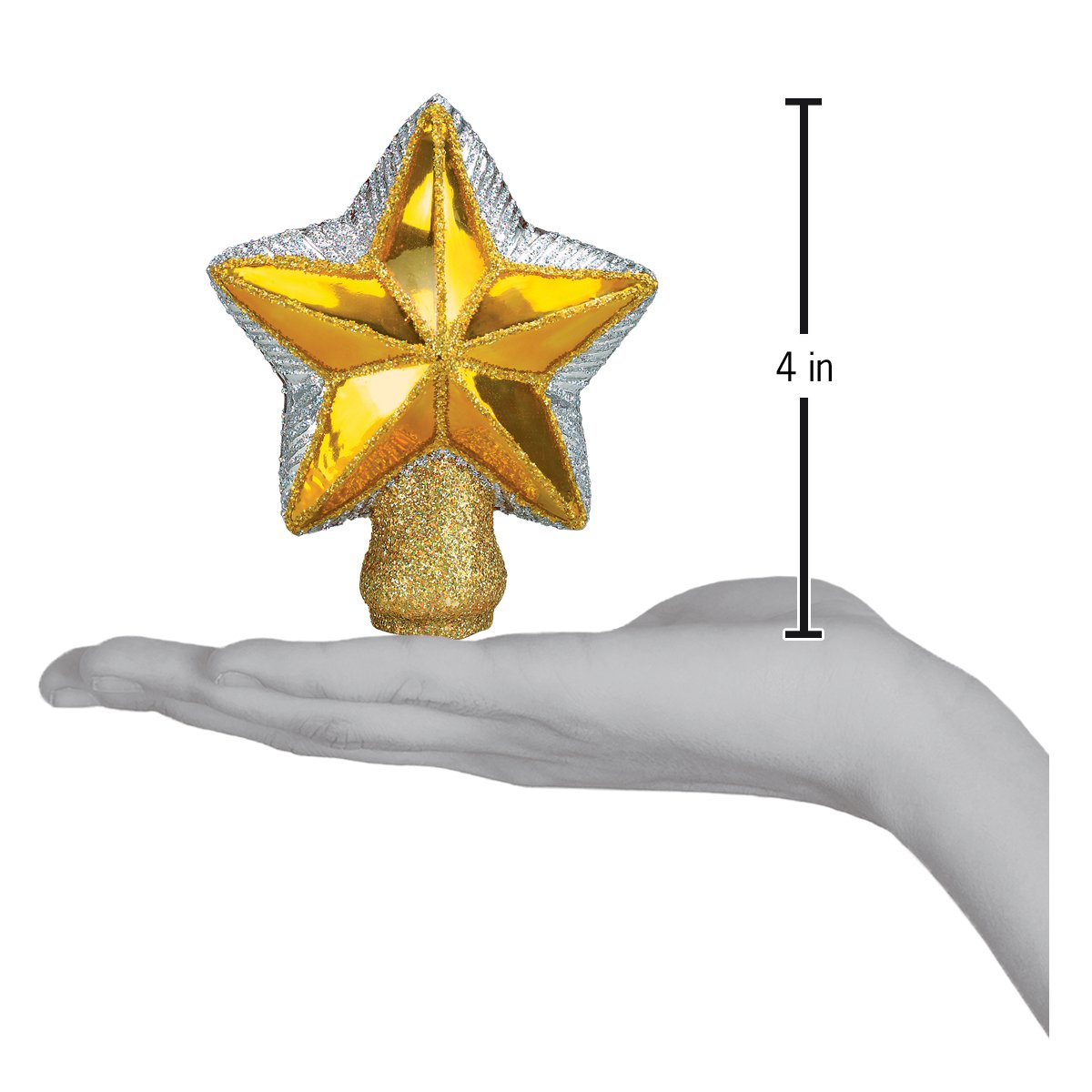 Old World Christmas Small Star Tree Top - hand-blown glass Christmas tree ornament (view 3)