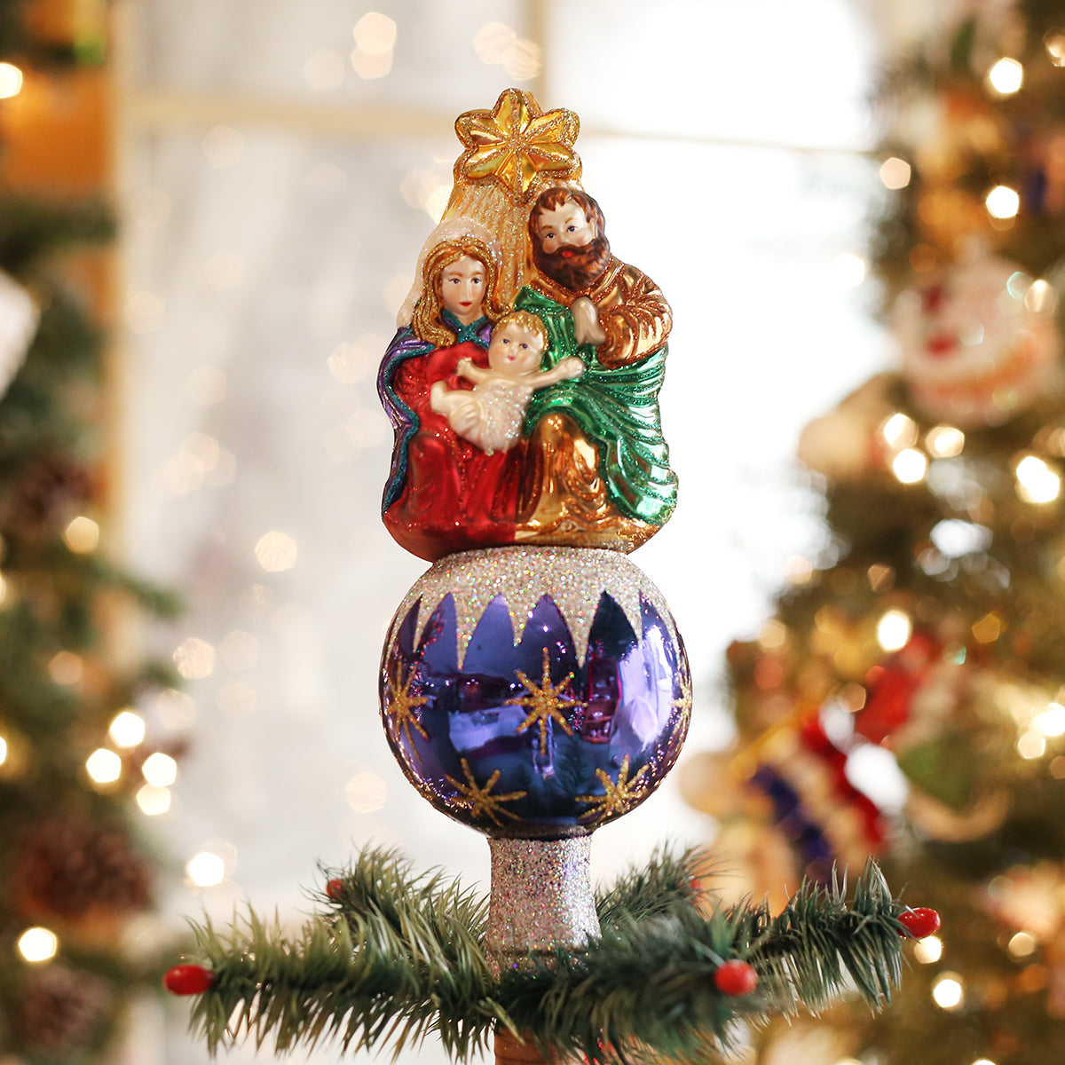 Old World Christmas Nativity Tree Top - hand-blown glass Christmas tree ornament
