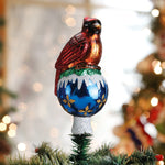 Old World Christmas Cardinal Tree Top Ornament - hand-blown glass Christmas tree ornament
