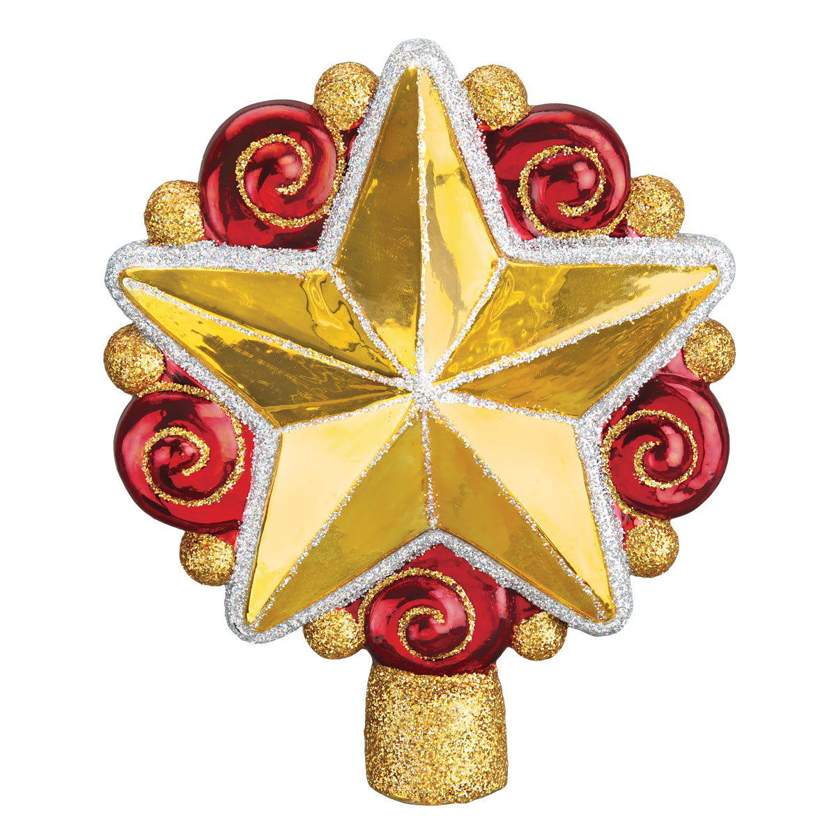 Old World Christmas Swirly Star Tree Top - hand-blown glass Christmas tree ornament (view 3)